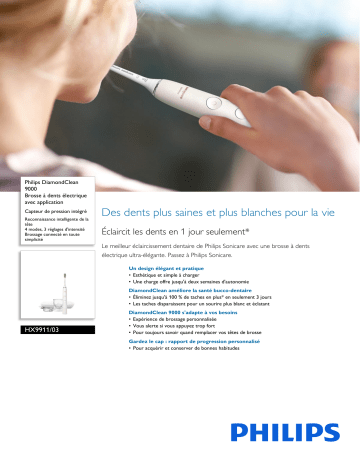 Philips HX9911/03 DiamondClean 9000 Brosse à dents électrique avec application Manuel utilisateur | Fixfr
