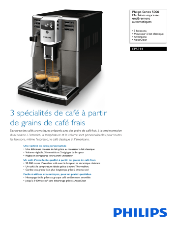 Philips EP5314/10R1 Series 5000 Machines espresso entièrement automatiques Manuel utilisateur | Fixfr