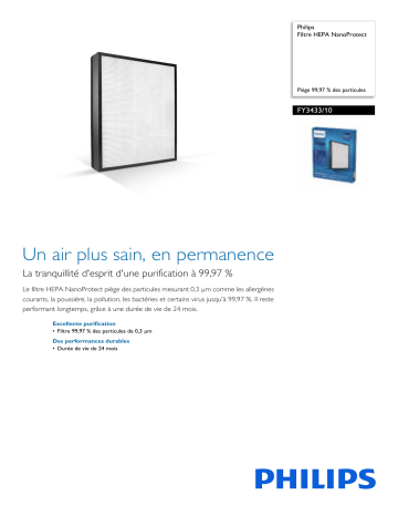 Philips FY3433/10 Filtre HEPA NanoProtect Manuel utilisateur | Fixfr