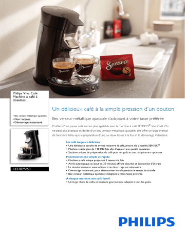 Philips HD7825/68 Viva Café Machine à café à dosettes Manuel utilisateur | Fixfr
