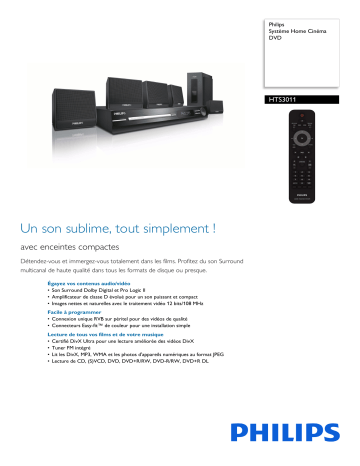 Philips HTS3011/12 Système Home Cinéma DVD Manuel utilisateur | Fixfr