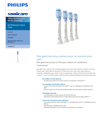 Sonicare HX9054/17 Sonicare G3 Premium Gum Care Têtes de brosse à dents standard Manuel utilisateur | Fixfr