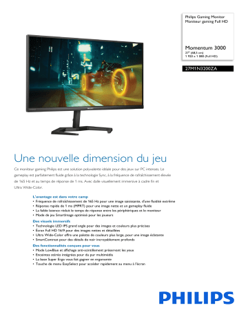 Philips 27M1N3200ZA/00 Gaming Monitor Moniteur gaming Full HD Manuel utilisateur | Fixfr