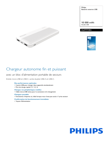 Philips DLP7719N/03 Batterie externe USB Manuel utilisateur | Fixfr