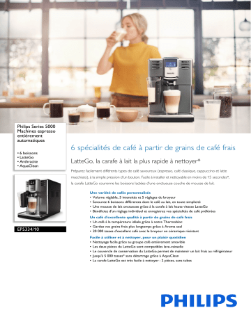 Philips EP5334/10 Series 5000 Machines espresso entièrement automatiques Manuel utilisateur | Fixfr