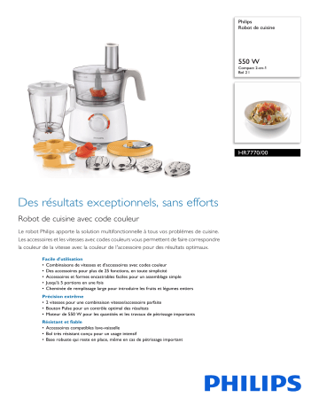 Philips HR7770/00 Robot de cuisine Manuel utilisateur | Fixfr