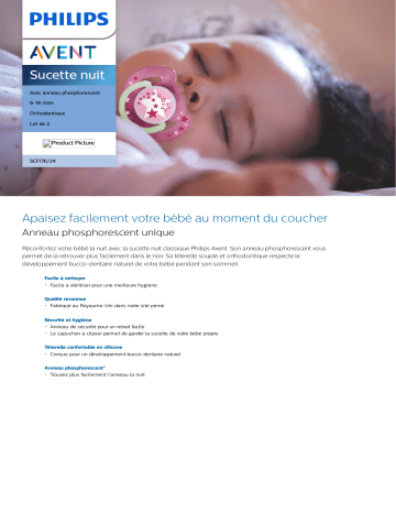 Avent SCF176/24 Avent Sucette nuit Manuel utilisateur | Fixfr