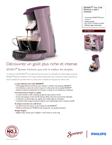 SENSEO® HD7829/41 SENSEO® Viva Café Machine à café à dosettes Manuel utilisateur | Fixfr