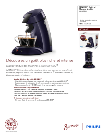 SENSEO® HD7803/71 SENSEO® Original Machine à café à dosettes Manuel utilisateur | Fixfr