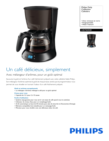 Philips HD7459/81 Daily Collection Cafetière Manuel utilisateur | Fixfr