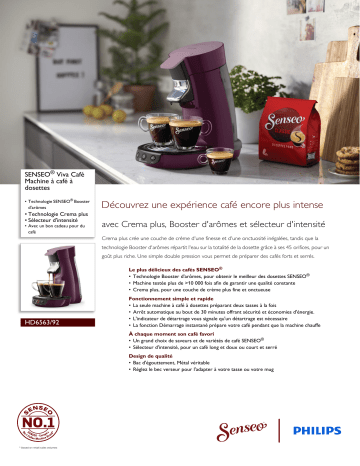 SENSEO® HD6563/92 SENSEO® Viva Café Machine à café à dosettes Manuel utilisateur | Fixfr