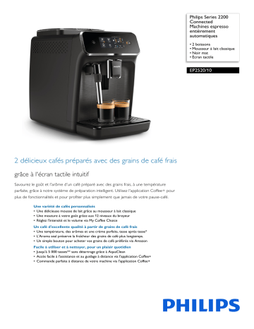 Philips EP2520/10 Series 2200 Connected Machines espresso entièrement automatiques Manuel utilisateur | Fixfr