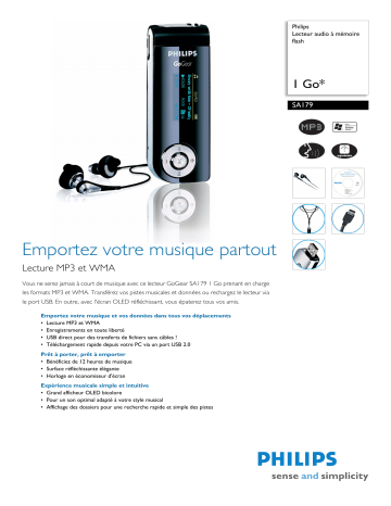Philips SA179/00 Baladeur audio à mémoire flash Manuel utilisateur | Fixfr