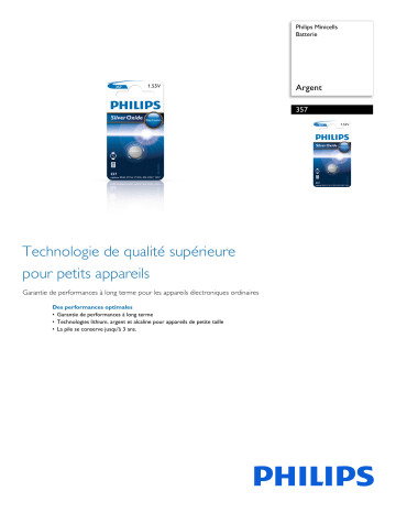 Philips 357/01B Minicells Batterie Manuel utilisateur | Fixfr