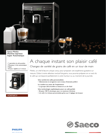 Saeco HD8768/21 Saeco Moltio Machine espresso Super Automatique Manuel utilisateur | Fixfr