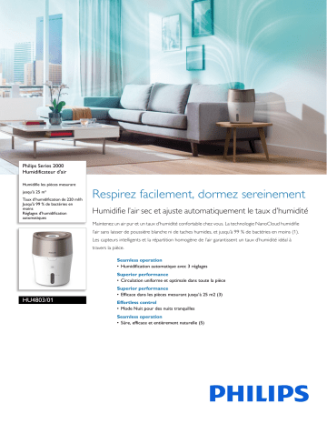 Philips HU4803/01 Series 2000 Humidificateur d'air Manuel utilisateur | Fixfr