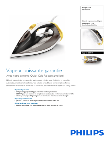 Philips GC4544/80 Azur Fer vapeur Manuel utilisateur | Fixfr