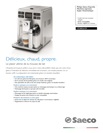 Saeco HD8856/09 Saeco Exprelia Machine espresso Super Automatique Manuel utilisateur | Fixfr