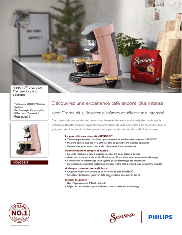SENSEO® HD6563/31 SENSEO® Viva Café Machine à café à dosettes Manuel utilisateur | Fixfr