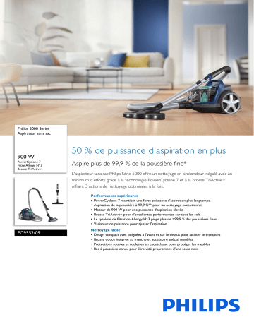 Philips FC9552/09 5000 Series Aspirateur sans sac Manuel utilisateur | Fixfr