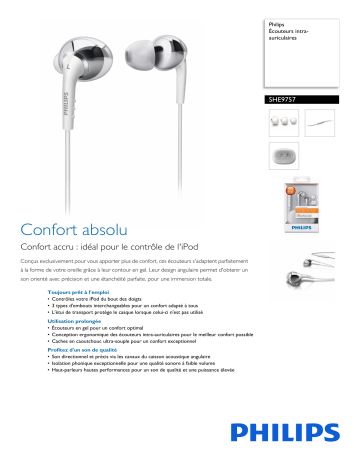 Philips SHE9757/10 Écouteurs intra-auriculaires Manuel utilisateur | Fixfr