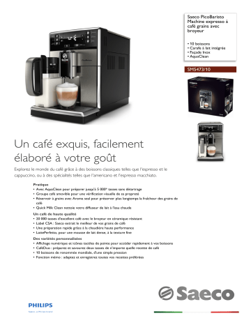 Saeco SM5473/10 Saeco PicoBaristo Machine expresso à café grains avec broyeur Manuel utilisateur | Fixfr