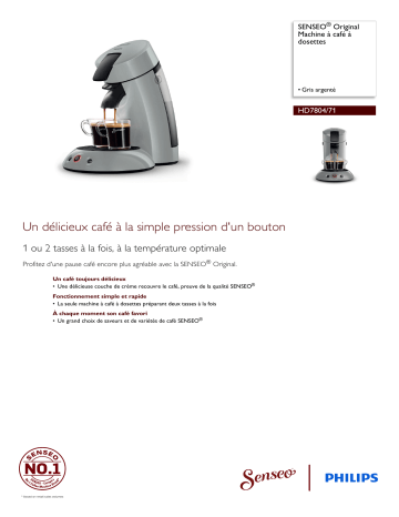 SENSEO® HD7804/71 SENSEO® Original Machine à café à dosettes Manuel utilisateur | Fixfr