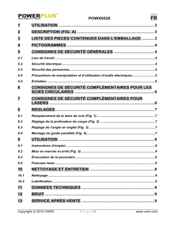 Powerplus POWX0520 Manuel du propriétaire | Fixfr