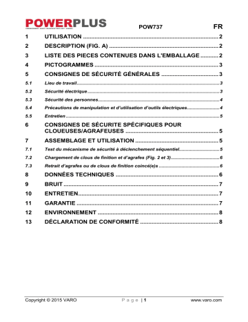 Powerplus POW737 Manuel du propriétaire | Fixfr