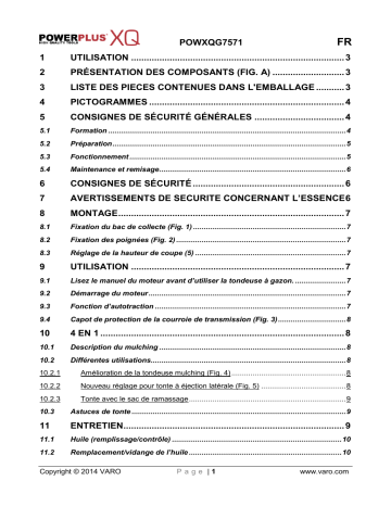 VARO POWXQG7571 Manuel du propriétaire | Fixfr