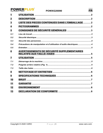 Powerplus POWXG20090 Manuel du propriétaire | Fixfr