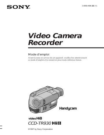 Sony CCD-TR930 Manuel du propriétaire | Fixfr