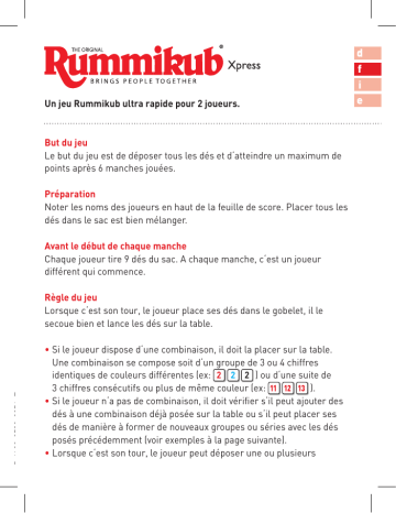 Jumbo Rummikub Xpress Manuel du propriétaire | Fixfr