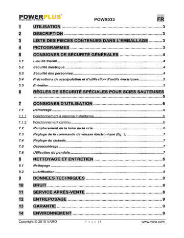Powerplus pow x033 Manuel du propriétaire | Fixfr