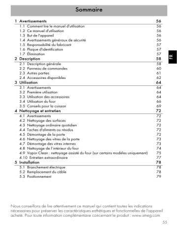 Smeg SF6381X Manuel du propriétaire | Fixfr