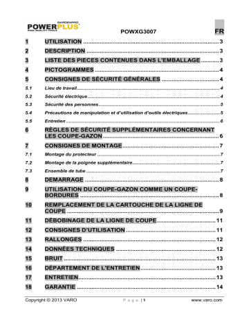 VARO POWXG3007 Manuel du propriétaire | Fixfr