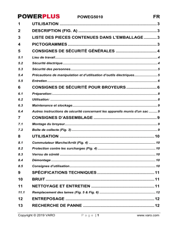 Powerplus POWEG5010 Manuel du propriétaire | Fixfr