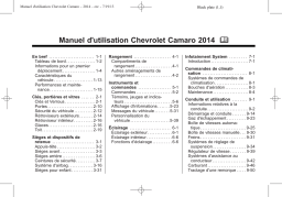Chevrolet Camaro 2014 Manuel utilisateur