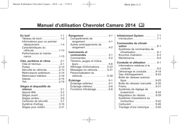 Chevrolet Camaro 2014 Manuel utilisateur | Fixfr