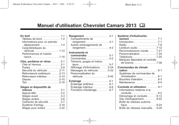 Chevrolet Camaro 2013 Manuel utilisateur | Fixfr