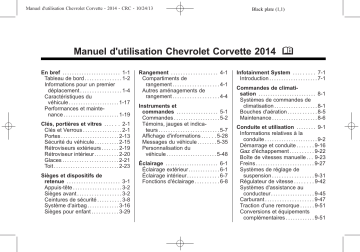 Chevrolet Corvette Stingray 2014 Manuel utilisateur | Fixfr