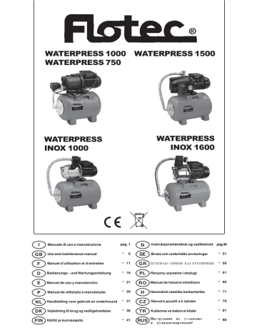 WATERPRESS INOX 1000 | WATERPRESS 1000 | WATERPRESS 750 | WATERPRESS 1500 | Flotec WATERPRESS INOX 1600 Manuel utilisateur | Fixfr