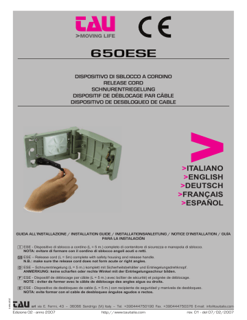 Tau 650ESE External manual release device Manuel du propriétaire | Fixfr