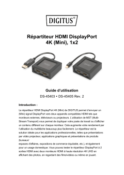 Digitus DS-45403 4K DisplayPort - HDMI Splitter, 1x2 Manuel du propriétaire