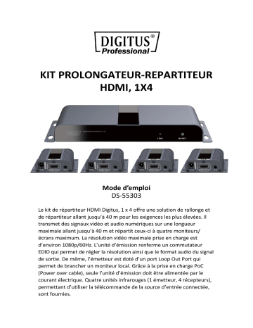 Digitus DS-55303 HDMI Extender Splitter Set, 1x4 Manuel du propriétaire | Fixfr