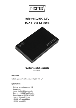 Digitus DA-71110 2.5" SSD/HDD Enclosure, SATA 3 - USB 3.1 Type C Manuel du propriétaire
