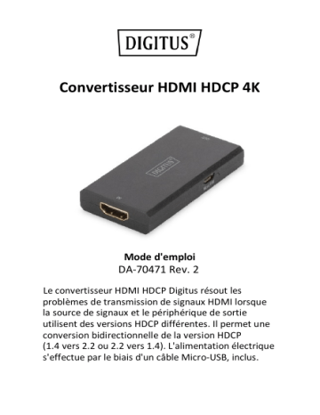 Digitus DA-70471 4K HDMI HDCP Converter Manuel du propriétaire | Fixfr