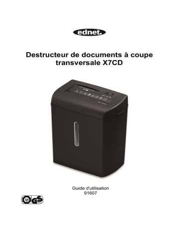 Ednet 91607 Shredder X7CD, 7 Sheet, CD/DVD/Bank Card, Cross-Cut Manuel du propriétaire | Fixfr