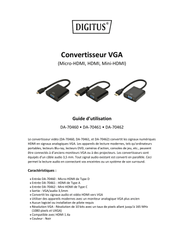 Digitus DA-70460 Micro-HDMI to VGA converter Manuel du propriétaire | Fixfr