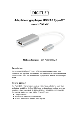 Digitus DA-70836 USB Type-C™ 4K HDMI Graphics Adapter Manuel du propriétaire